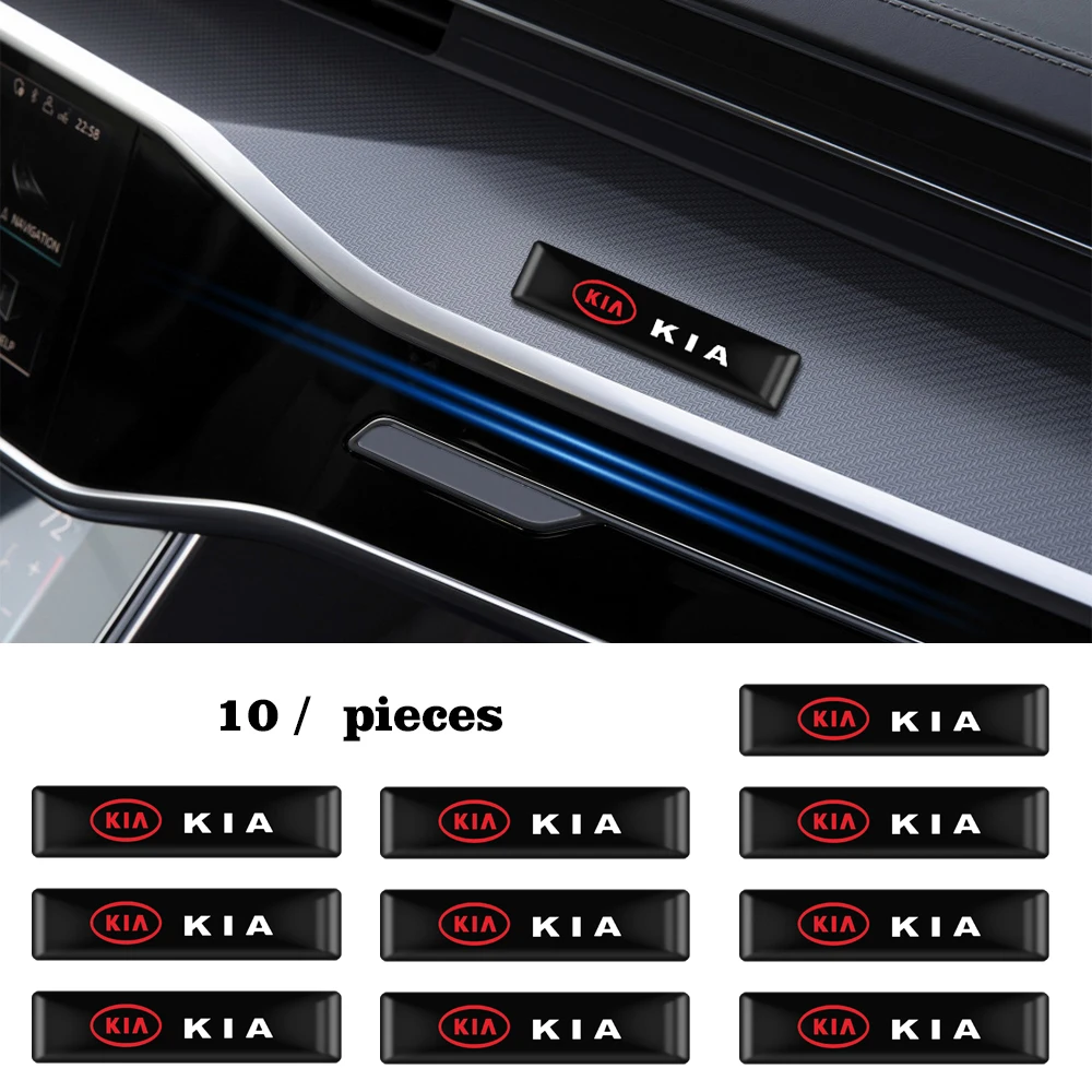 

10PCS Car Styling 3D Silica gel Epoxy Interior Decorations Stickers Decals Emblem For Kia Rio K2 K3 K5 K9 ceed Sorento Sportage