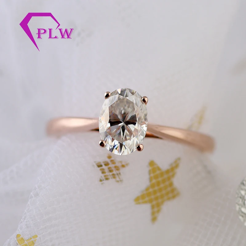 Обручальное кольцо с муассанитом овальной огранкой 5 х7 мм|Кольца| |