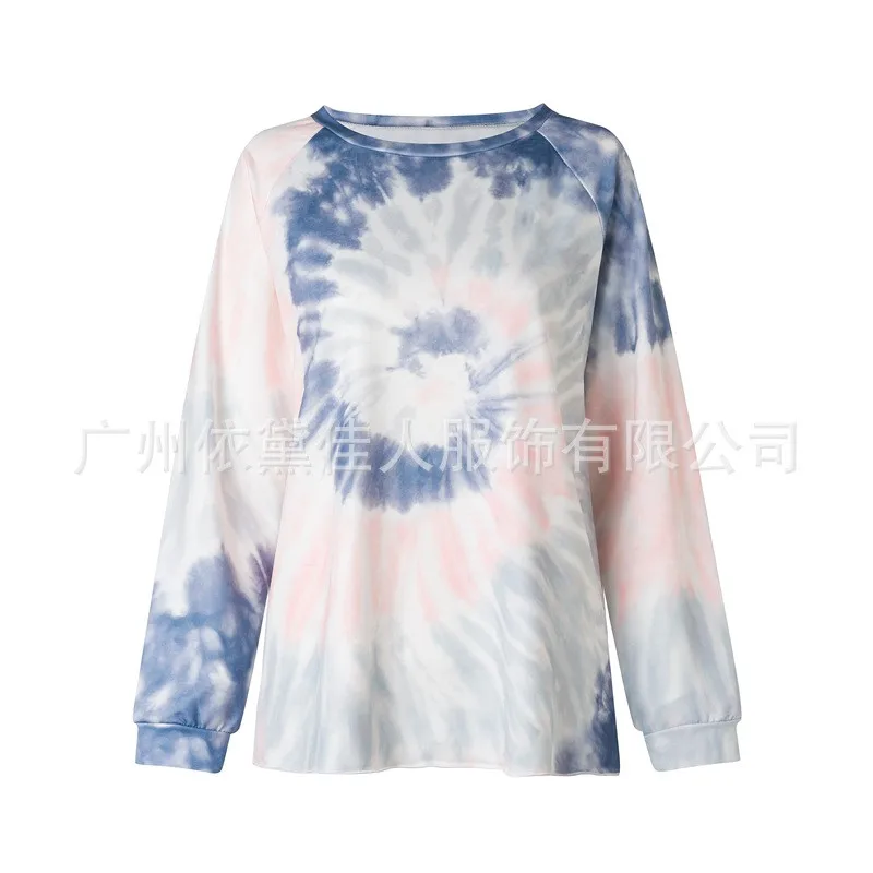 

Women Spring Autumn Blue Slim Patchwork Print Sweatshirt Ladies Solid Color Plus Size Pullovers Female Brand Casual Tops ZM569