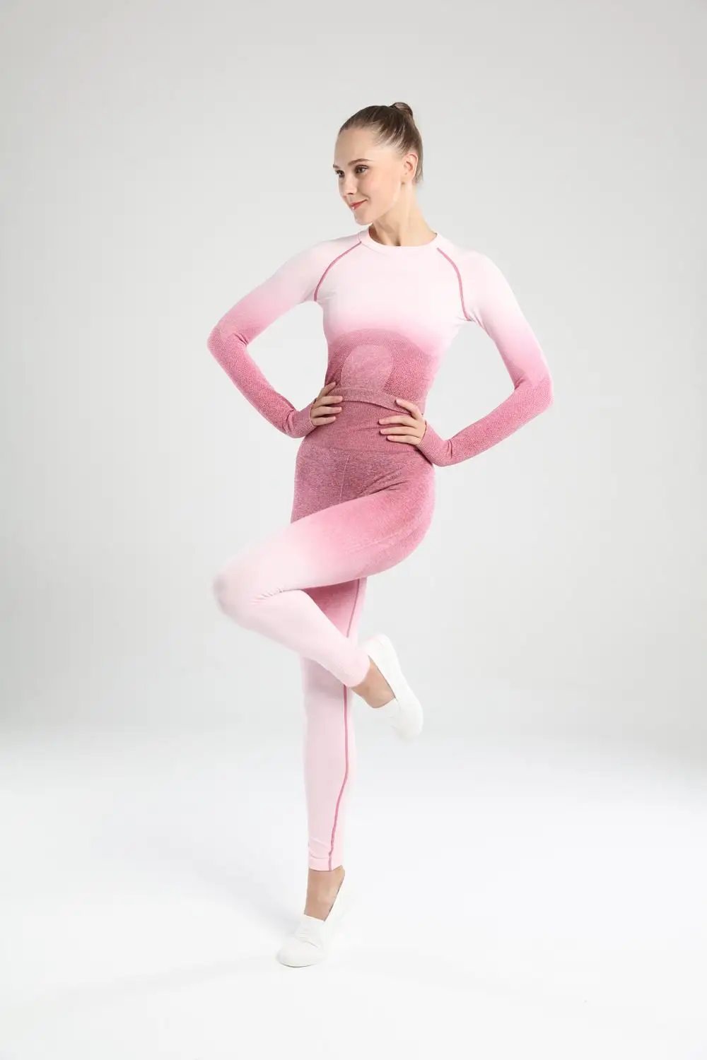 3 long sleeve Спортивный костюм женскийНабор из двух частейспортивные костюмы женскиебесшовныйкостюм для фитнесаКомплект одежды для йогиТренажерный зал - Цвет: 3 long sleeve