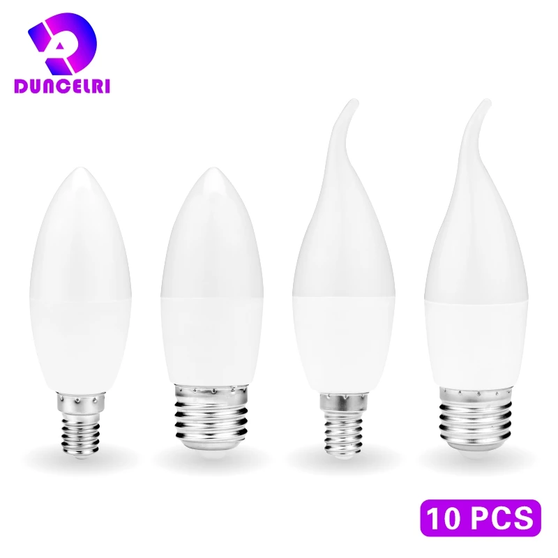 10pcs/lot LED Candle Bulb E14 E27 5W 7W Lampara Led Light 220V-240V Bombilla Led Lamp No Flicker Spotlight Chandelier Lighting