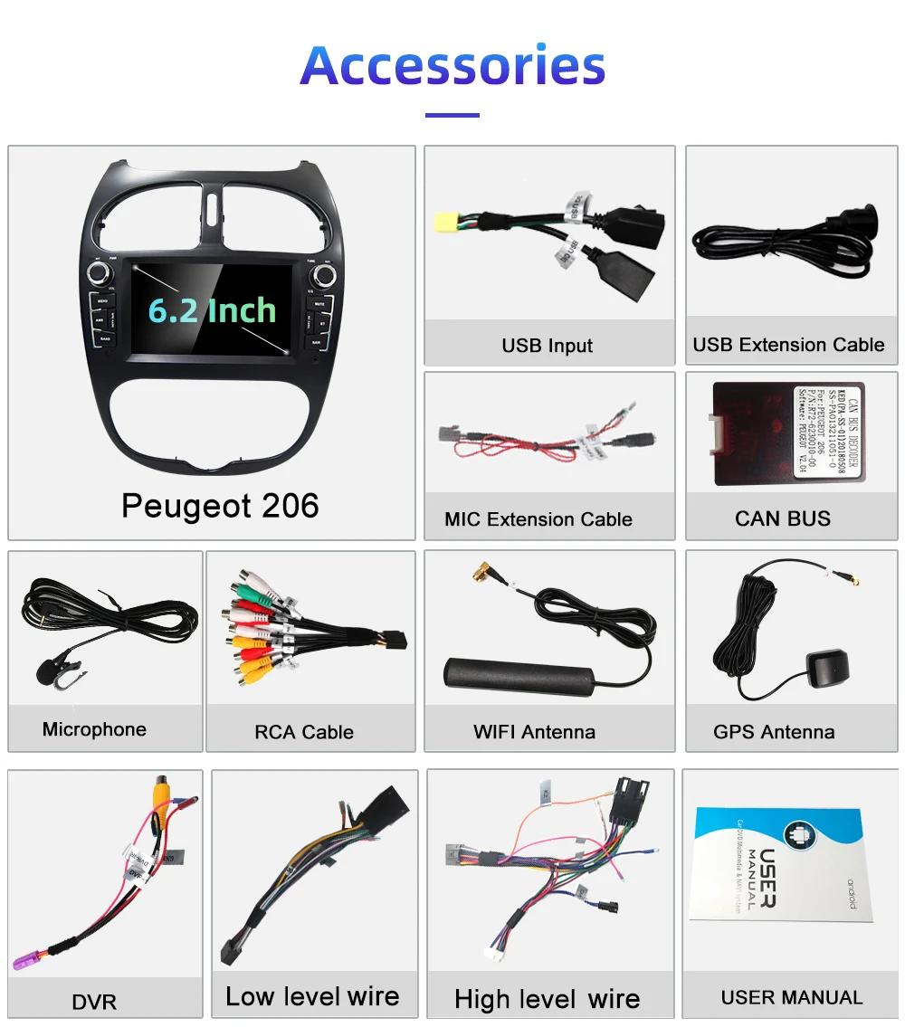 YAZH Android 9,0 Восьмиядерный gps Навигация dvd cd плеер для peugeot 206 FM радио 2002 2003 2004 2005 2006 2007 2008 стерео