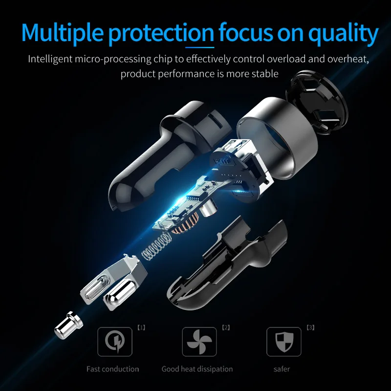 JaJaBor 3.6A Быстрая зарядка Dual USB Автомобильное зарядное устройство с светодиодный
