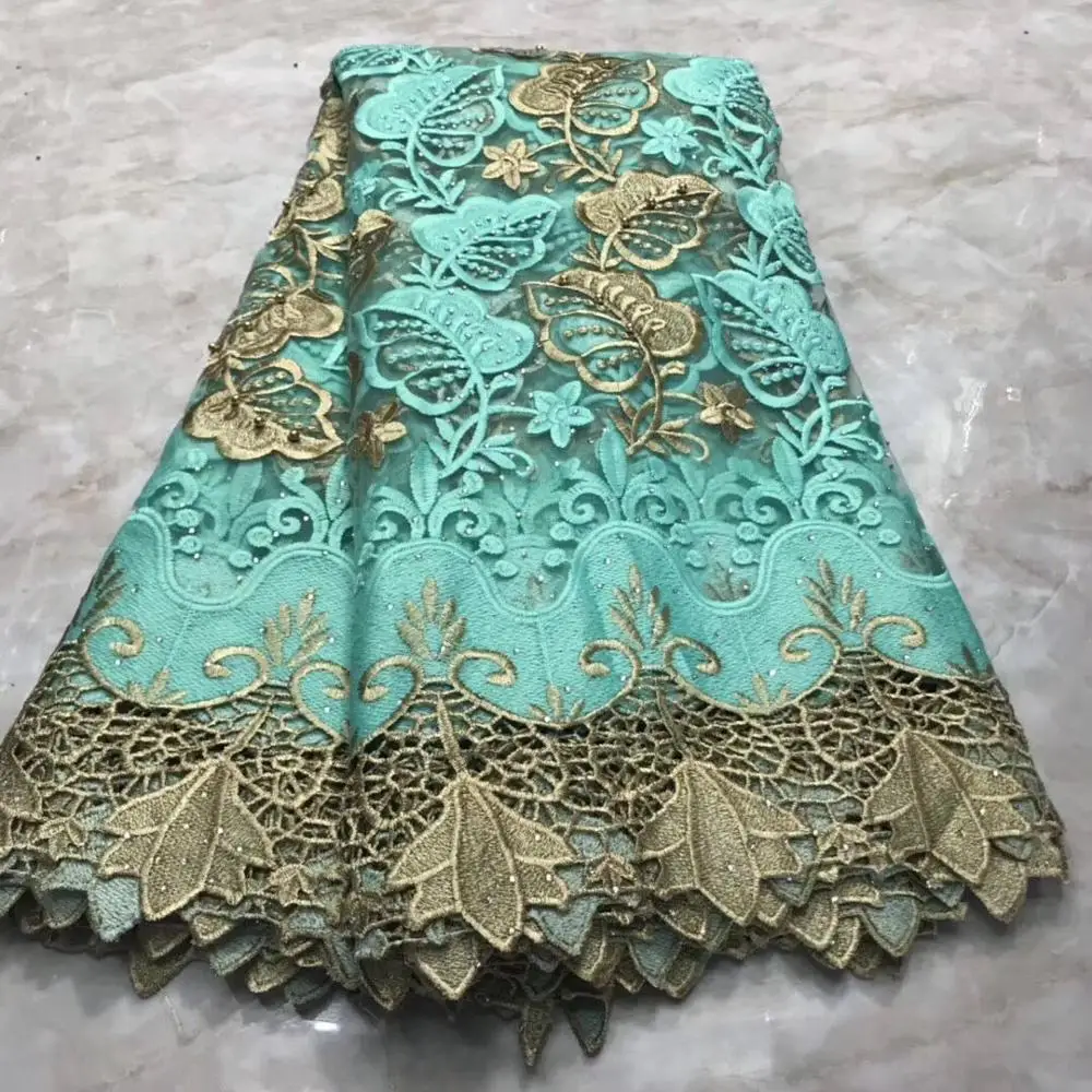 African Lace Fabric 2019 Embroidered Nigerian Laces Bridal High Quality French turquoise Tulle For Women Dres | Дом и сад