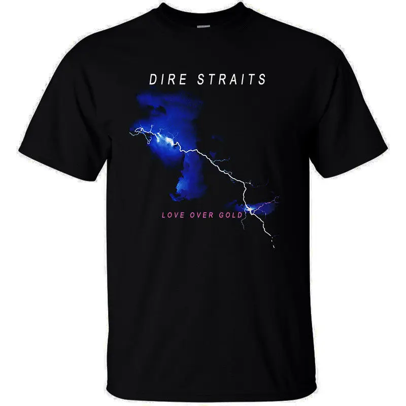 Dire Straits Love Of Gold 1982 черная футболка 100% хлопок размеры S 3XL с принтом Мужская коротким