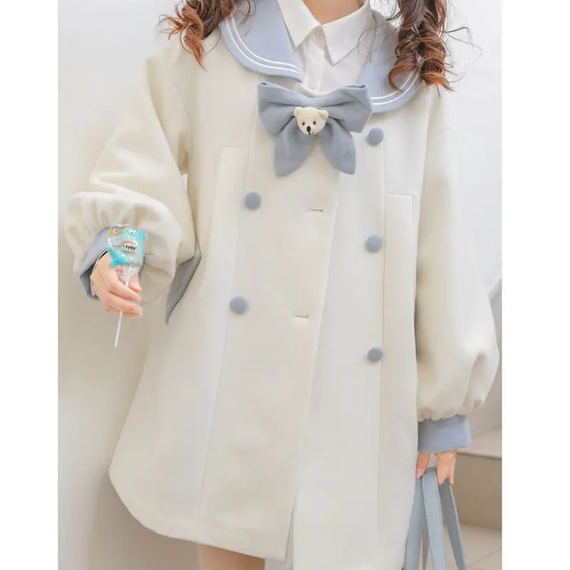 

Wool coat women's sweet and warm trend coat women's loose long winter Japanese coat women 2021 women's clothing