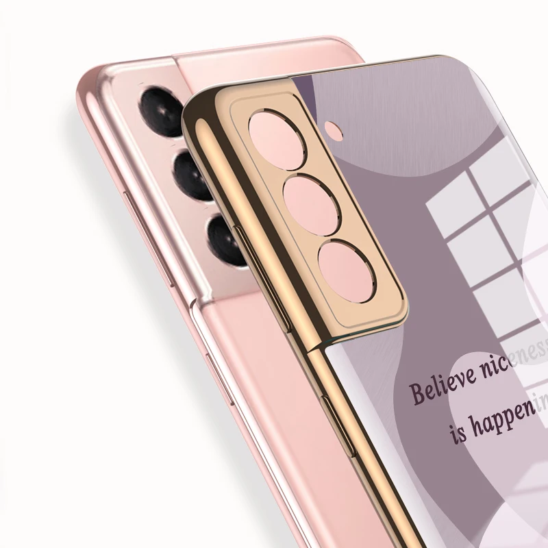 GKK Tempered Glass Case For Samsung Galaxy S21 Plus Ultra Luxury Plating Soft Edge Hard Cover For Samsung S21 Plus Ultra 5G Case