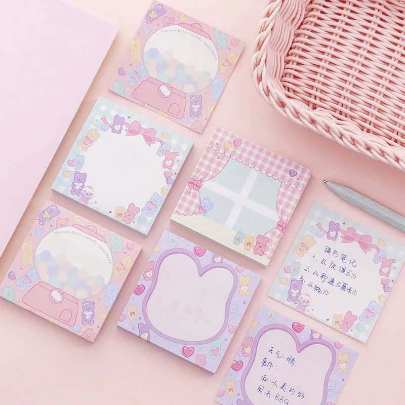 

80 Sheets/pack Memo Pads Stickers Stationery Ins Pink Girly Sweetheart Candy Message Memo Paper School Supplies Korean Stationer
