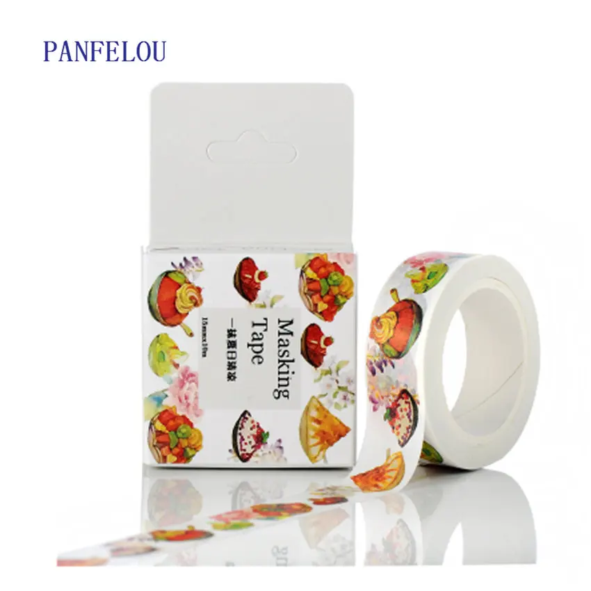 

PANFELOU 1.5CMx10M The summer food cartoon Stickers border masking adhesive paper washi tape DIY Scrapbooking Hand account