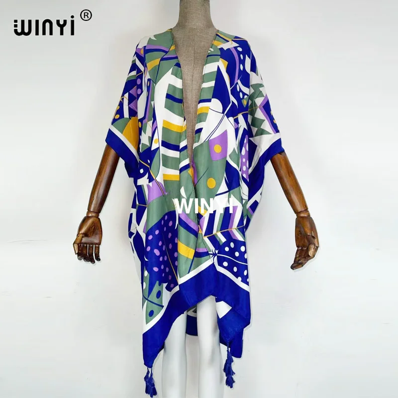 

2021 Bikini Cover-ups Beach wear Wonmen kimono cardigan Middle East America Africa bohemia Printed Swim Suit CoverUpTraf Robe