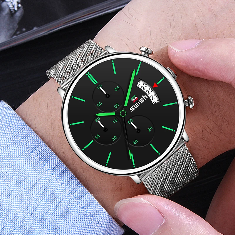 

SWISH 2020 Wrist Watches Luxury Brand Men Stainless Steel Wristwatch Mens Men Watch Quartz Watch Man Sports Waterproof