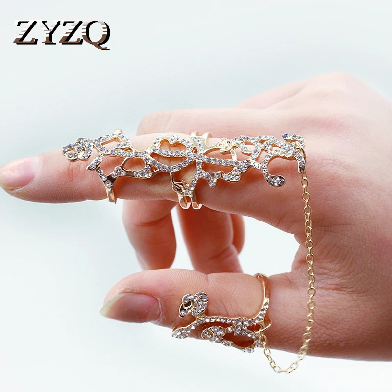 ZYZQ Роскошные Длинные Стильные Кольца для пальцев винтажные Соединенные