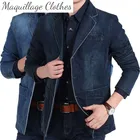 Мужской модный Блейзер, джинсовые куртки, деловой хлопковый свободный костюм, верхняя одежда, пальто для мужчин, верхняя одежда