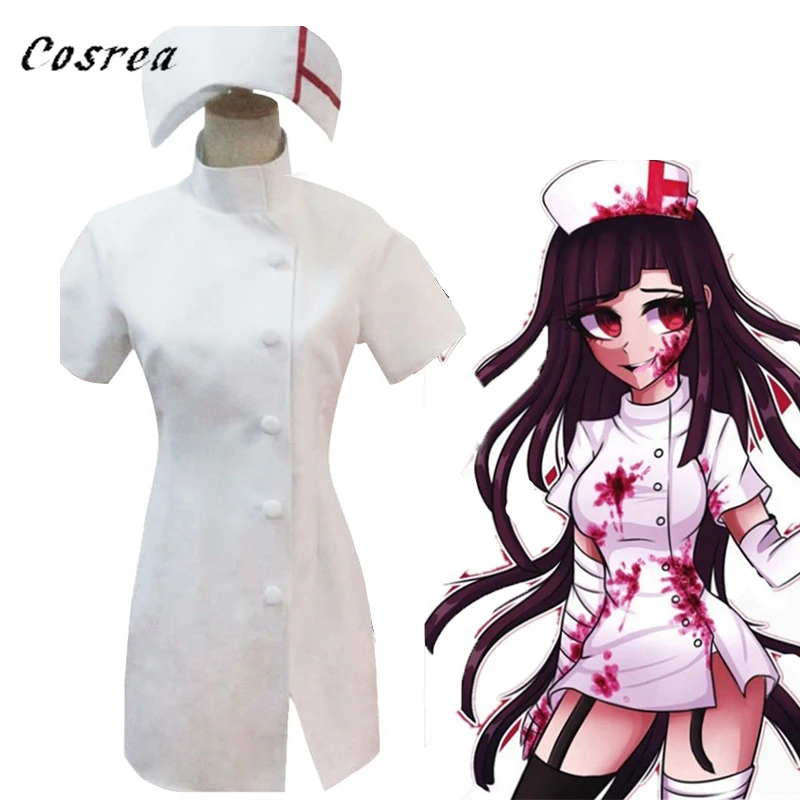 

Danganronpa 3 Despair Mikan Wig Halloween Mikan Tsumiki Cosplay Costumes Sexy White Nurse Uniform Sets For Women and Girls