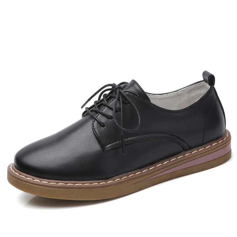 

Running shoes women sneakers lace-up classic solid platform flats woman shoes PU leather streetwear female flats