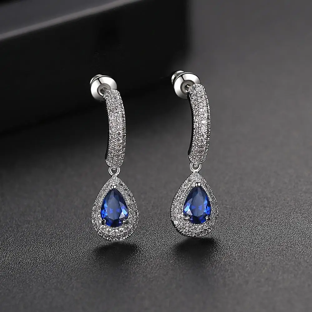 Женские серьги-подвески LUOTEEMI синие красные зеленые элегантные серьги-Крючки в