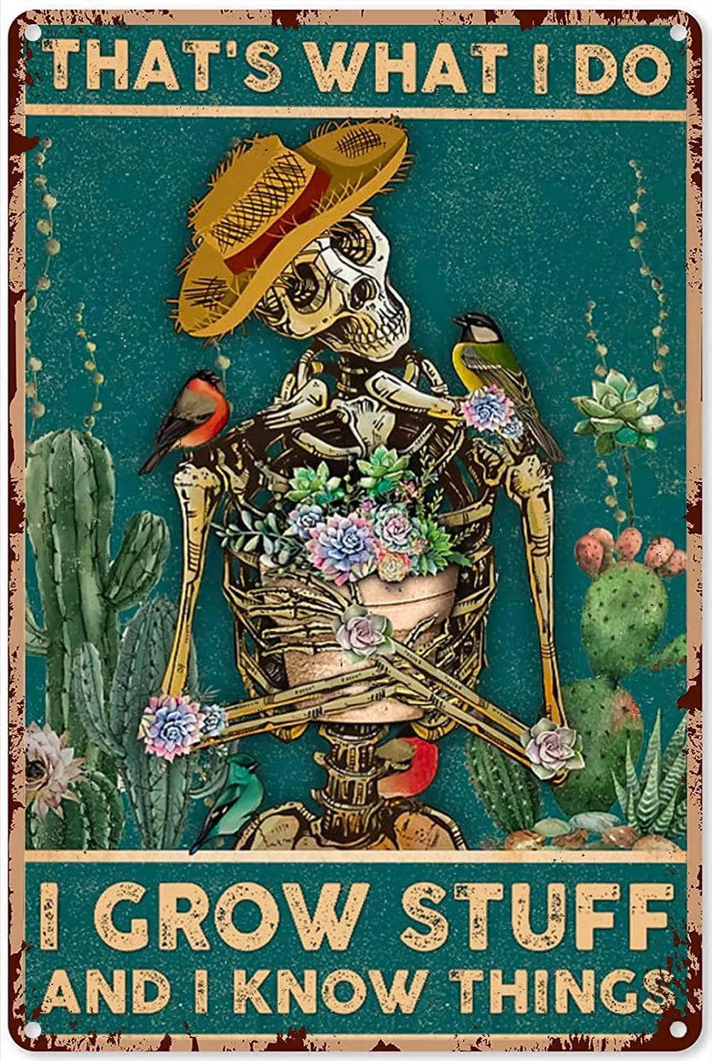 

Retro Tin Sign Gardening That's What I Do I Grow Stuff and I Know Things Cactus Garden Tin Sign Decoration Vintage Chic Metal