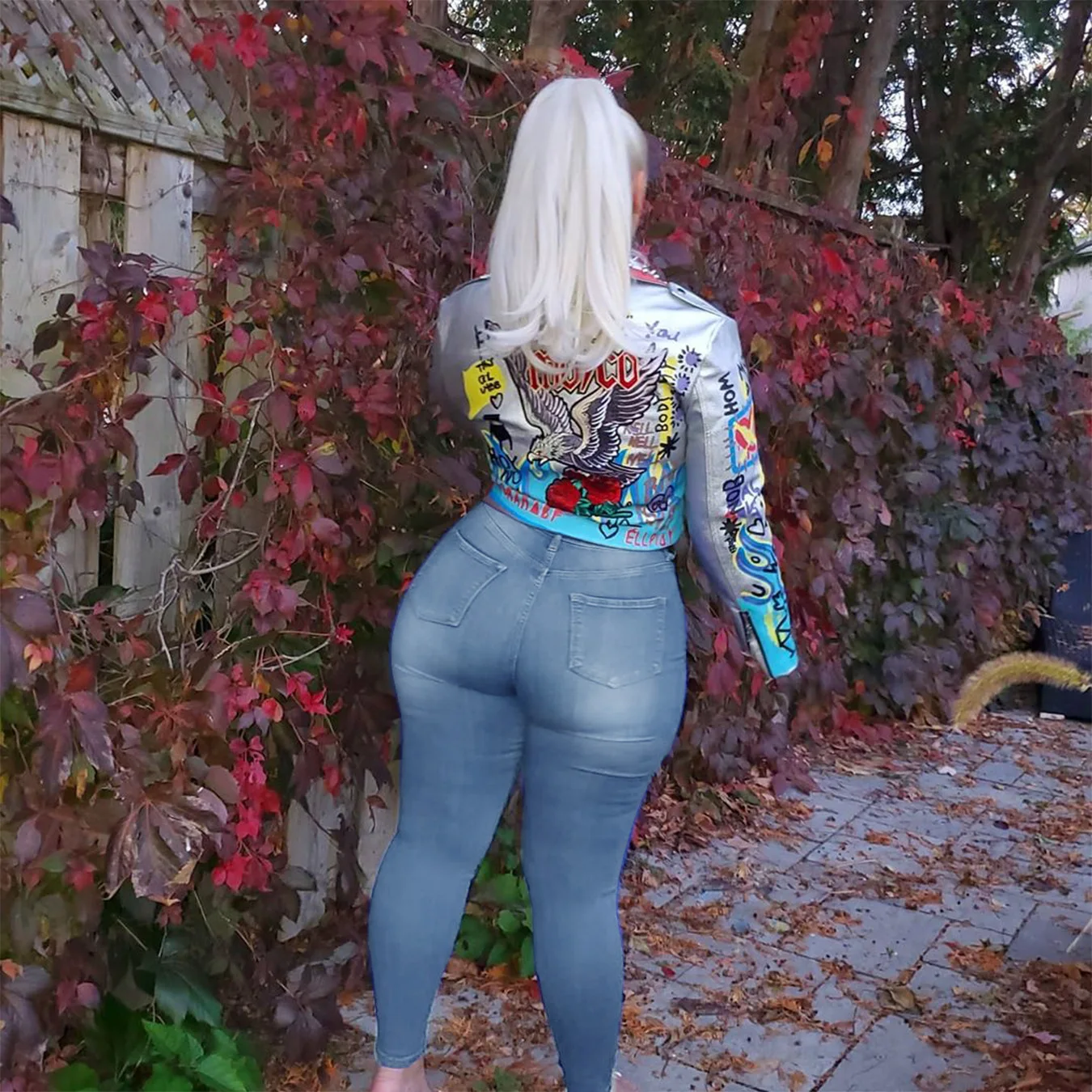 

HAOOHU 2020 new women's jeans pants large size fashion trends casual solid high waist tight stretch lace up denim pencil pants