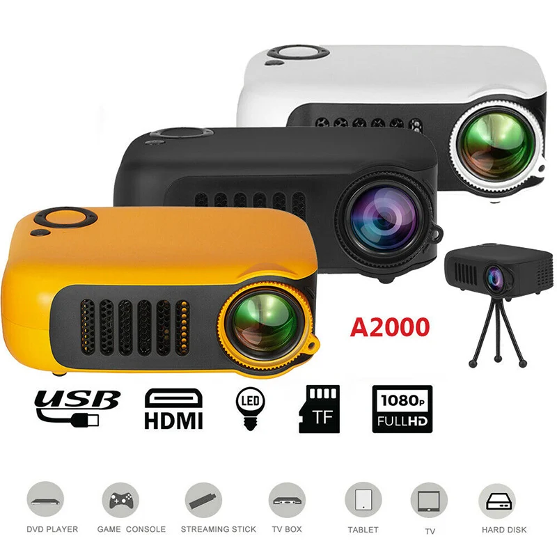 

Мини портативный карманный проектор HD 1080P LCD киновидео домашний кинотеатр HDMI USB PUO88