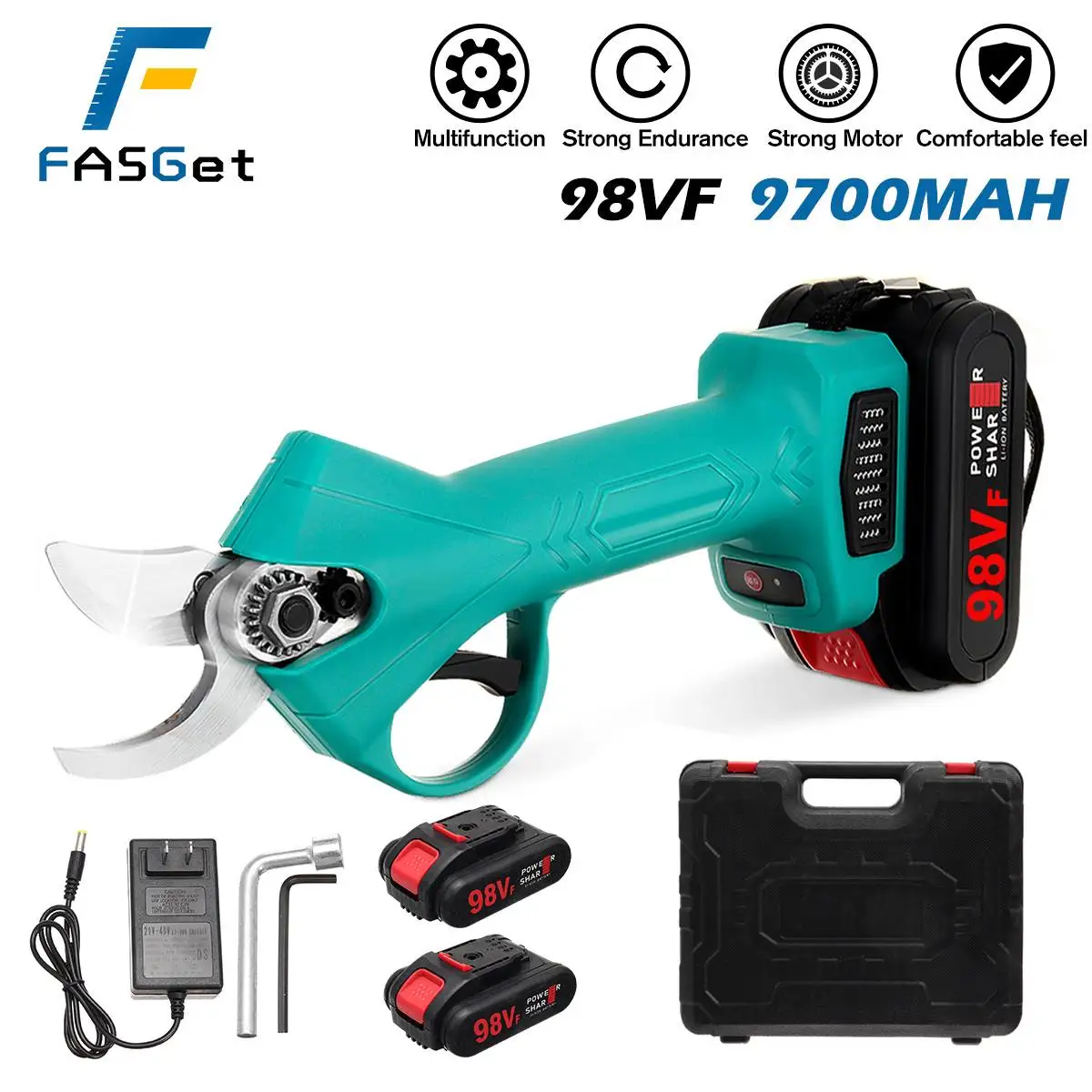 

98V Cordless Pruner Electric Pruning Shear with 9700mAh Lithium-ion Battery Efficient Fruit Tree Bonsai Pruning Branches Cutter