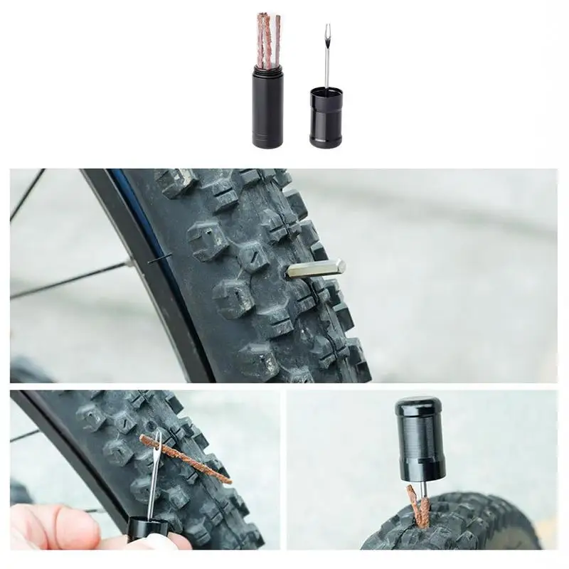 

Bicycle tools tire repair rubber strip and bicycle tubeless repair set MTB bike repair drill tire road simple tool E5U5