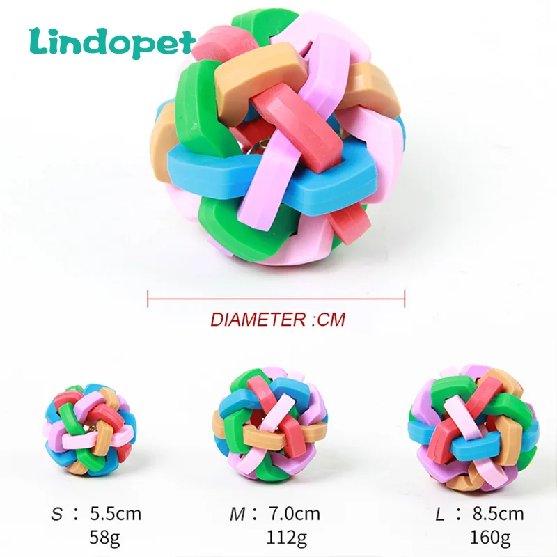 CColorful Rainbow Pet Bell Ball Dog Toy Cat Toys Interactive Chew Play Teeth Training Products | Дом и сад