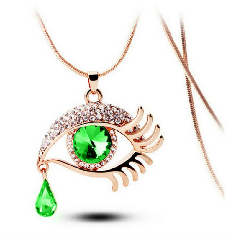 Мода сплав микро вставка Циркон длинный свитер цепи волшебный глаз красочные