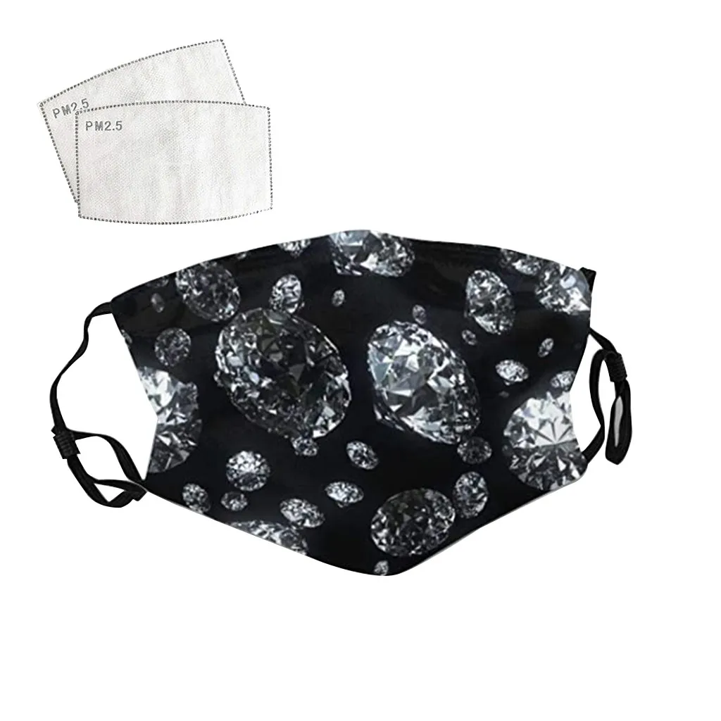 Многоразовая хлопковая маска для лица модная с блестящими бриллиантами унисекс