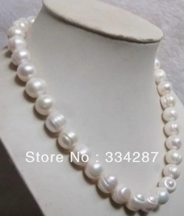 

Natural 9-10MM white BAROQUE Pearl necklace 17"