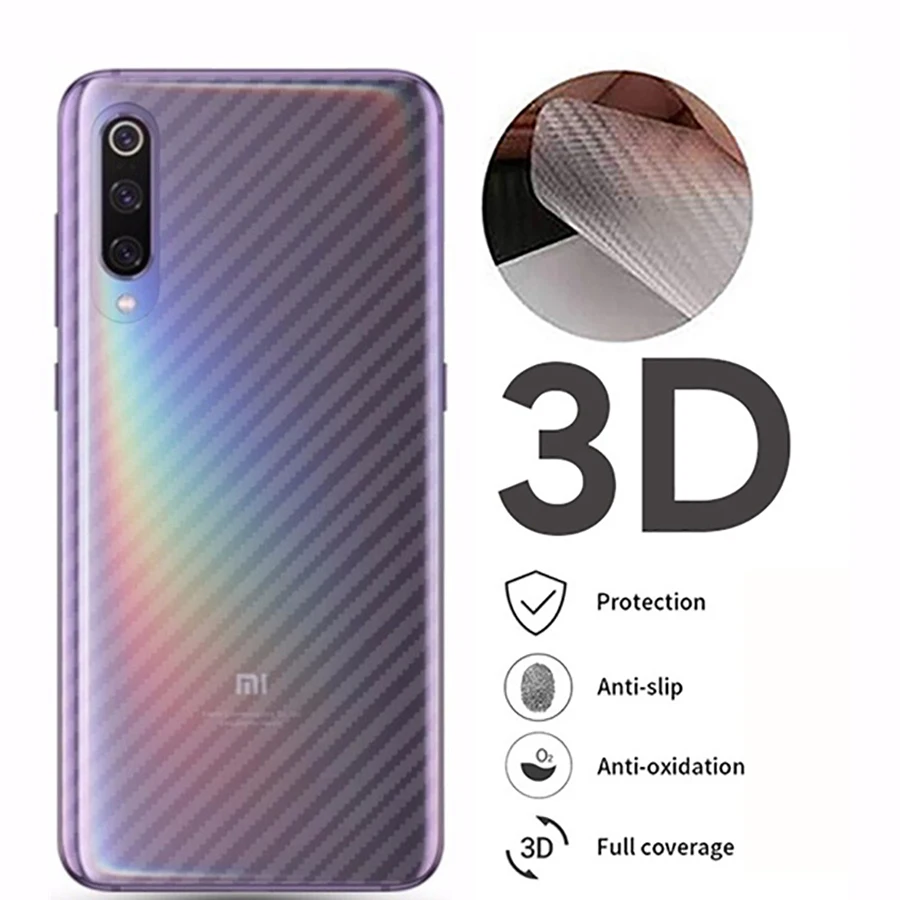 5 шт./лот 3D углеродное волокно полное покрытие защита для задней панели экрана Xiaomi