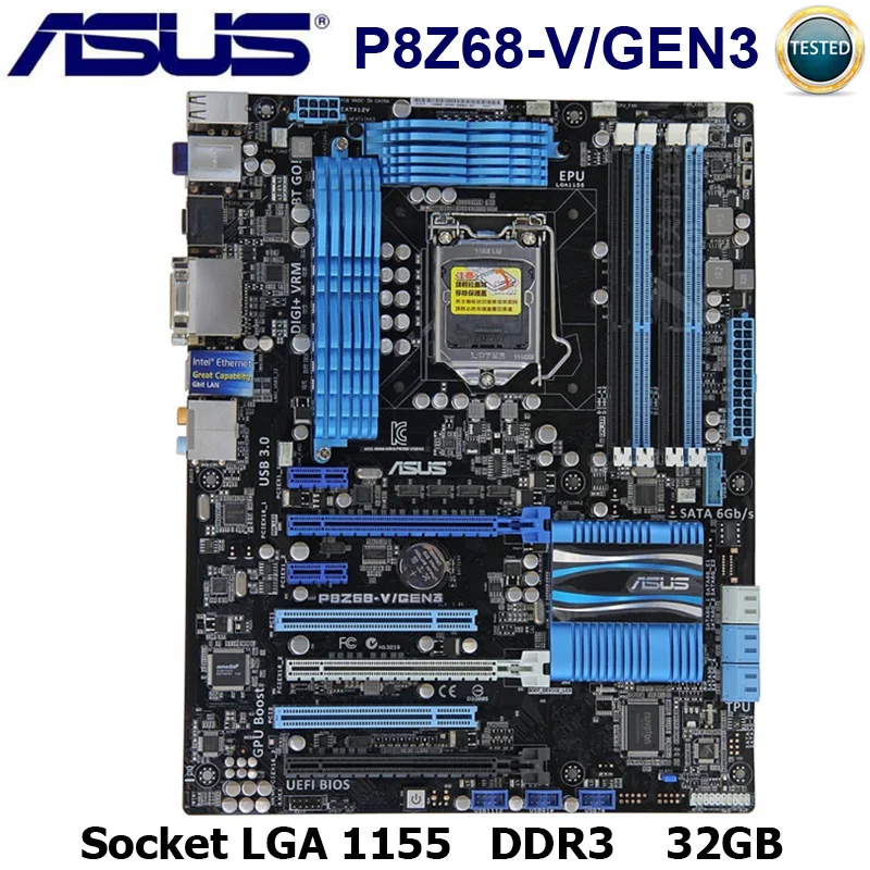 

LGA1155 Asus P8Z68-V GEN3 Материнская плата Intel Z68 Core i7/Core i5/Core i3 DDR3 32 Гб