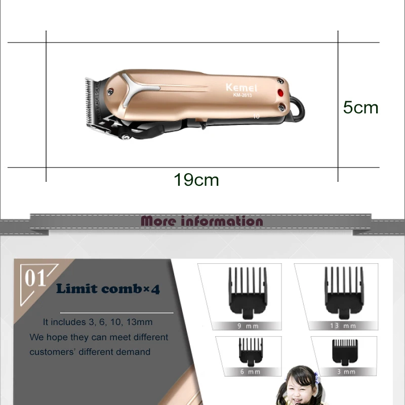 Профессиональная машинка для стрижки волос kemei электрический триммер мощная