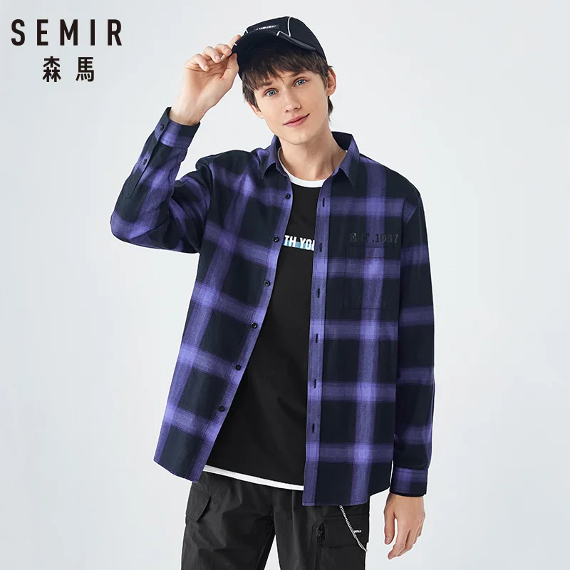 SEMIR клетчатая рубашка с длинным рукавом для мужчин 2019 Новая Осенняя коллекция из
