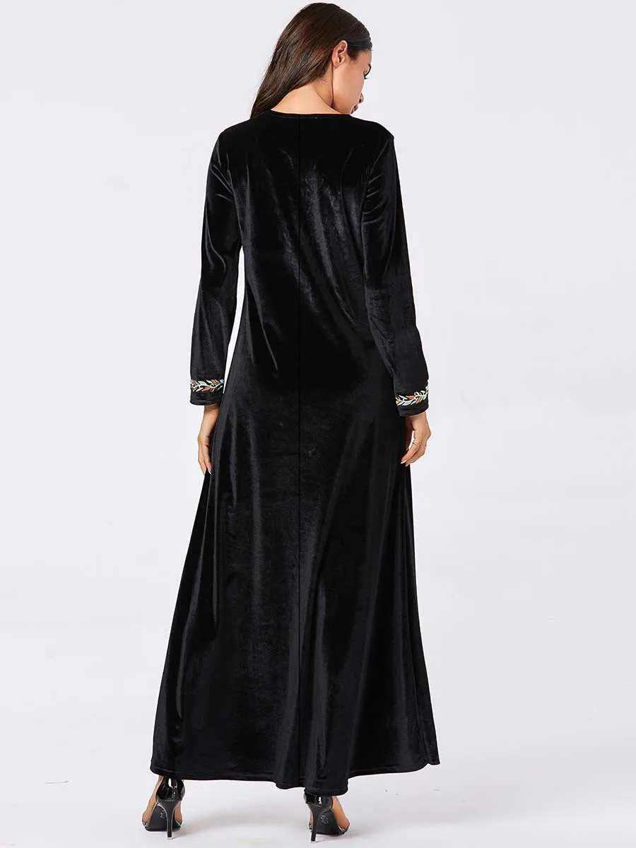 Islamic Clothing Kaftan Dubai Velvet Muslim Dress Women Maxi Kimono Jubah Long Robe Abaya Hijab Dresses UAE Turkey Arabic | Тематическая