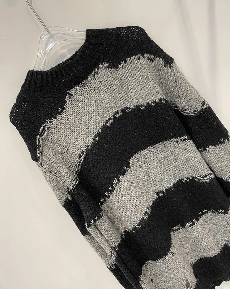 Женский свитер 2021 осень зима новый скандинавский Свободный Полосатый пуловер с