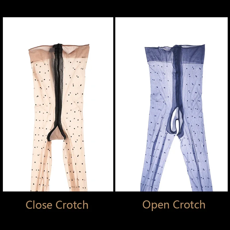 

Womens Aurora Shinny Crothless Polka Dot High Density Silky Sexy Oil Nylon Stockings Dotted Pantyhose Flesh Light Bling Tights