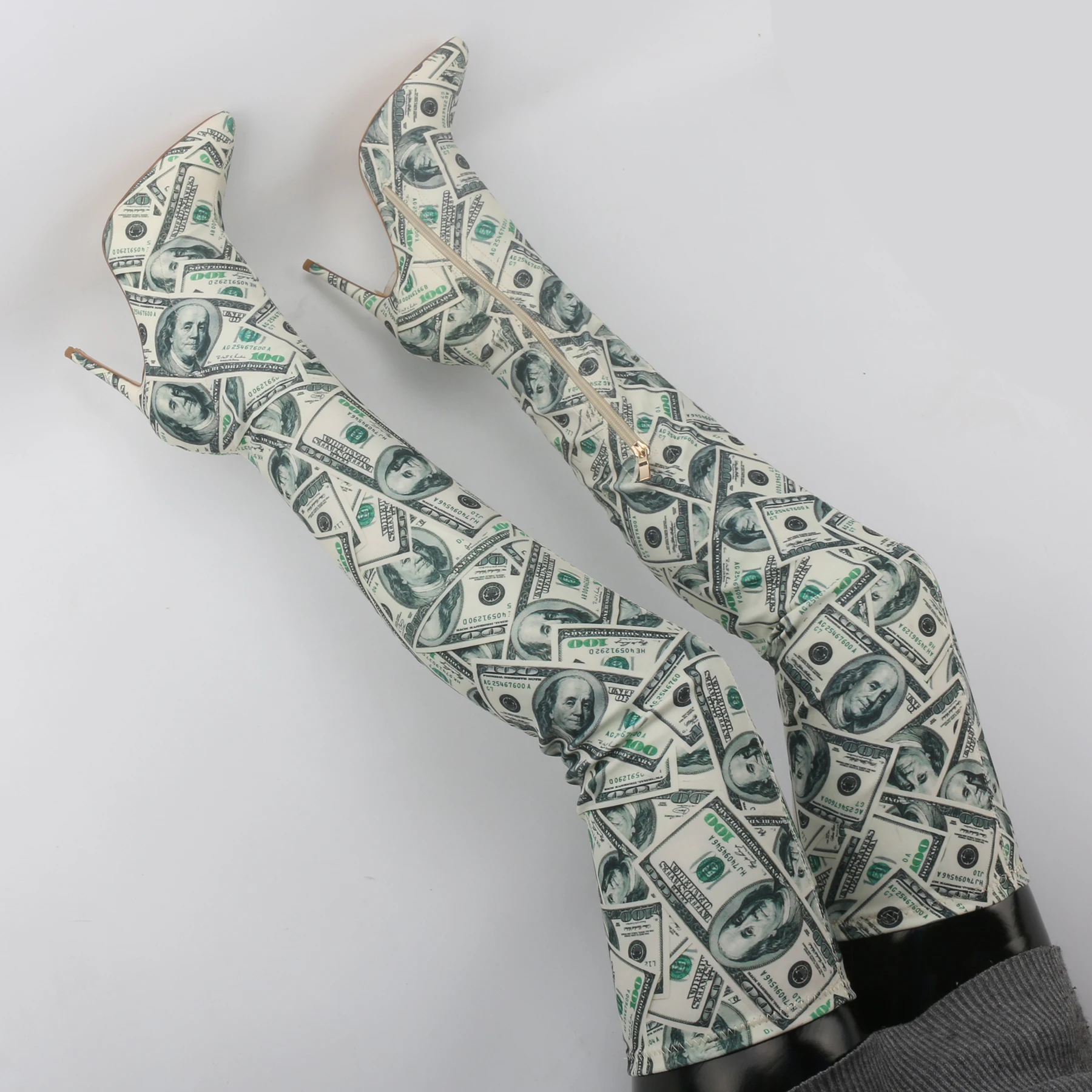 Женские облегающие сапоги выше колена с принтом доллара лайкра - купить по