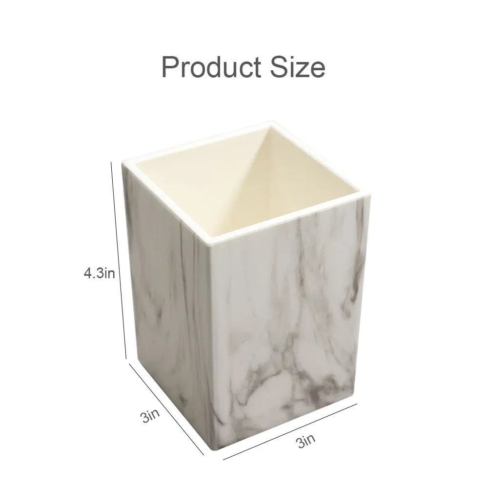 

White Marble ABS Desk Pen Holder Desk Organizer Pencil Holder Cup Makeup Brush Holder for Office Organizers and Accessories