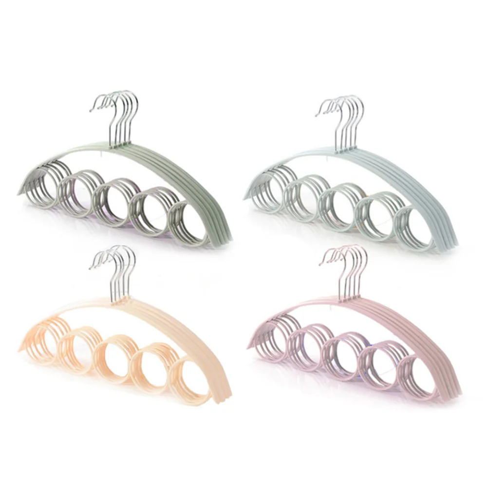 

4pcs 5 Rings Belt Rack Non-slip Hanger Scarf Tie Holder Space-saving Closet Organizer (Blue)