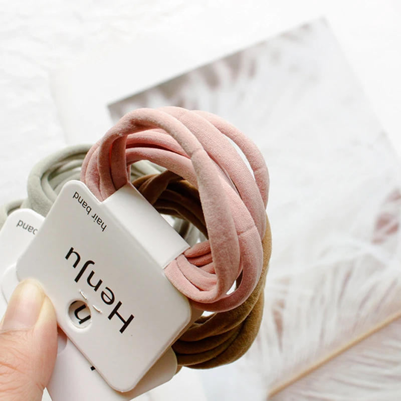 6 шт./компл. высокое эластичное кольцо для волос милые цветные базовые резинки