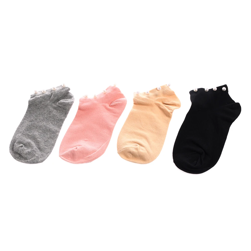 

Hot Sale Colorful Sweet Women Imitation Pearl Socks Casual Cotton Short Socks Lady Low Cut Fashion Spring autumn girls Socks