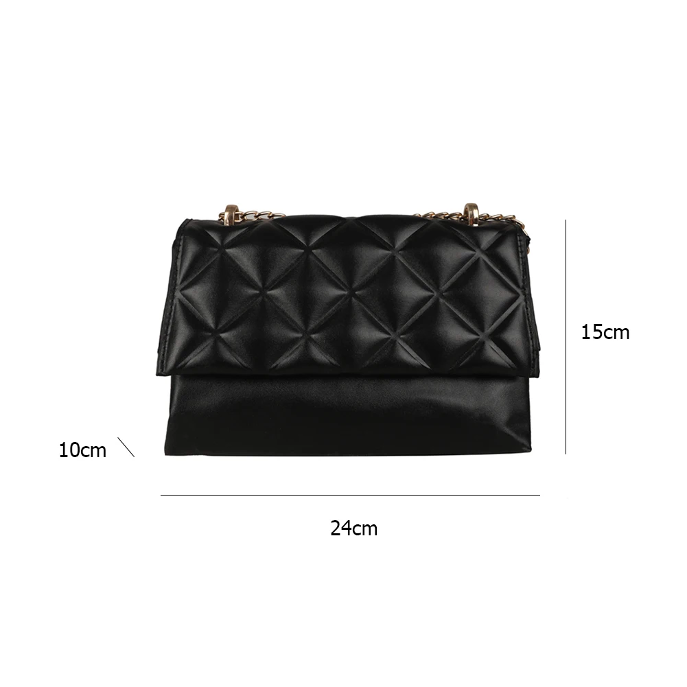 

Fashion Solid Color PU Leather Women Crossbody Bags Female Ladies Rhombus Pattern Chain Flap Square Shoulder Bag Underarm Bag