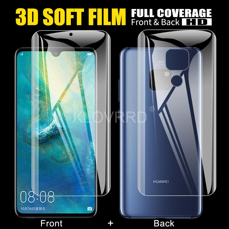 Передняя Задняя крышка для huawei mate 30 20 10 Pro 30 lite nova 5 5i Honor 9X pro Защитная силиконовая Гидрогелевая наклейка пленка