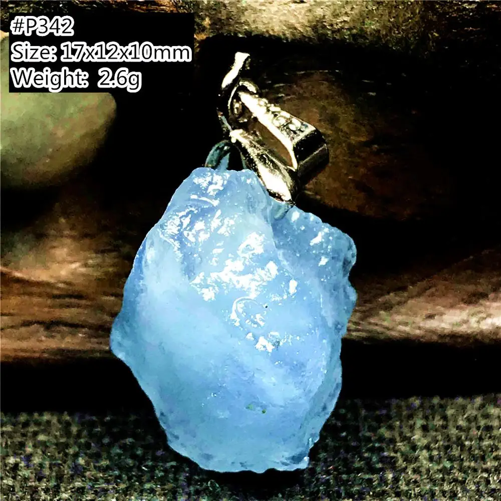 

Natural Blue Aquamarine Stone Necklace Pendant Jewelry For Women Lady Man Luck Love Gift Crystal Beads Silver Gemstone AAAAA