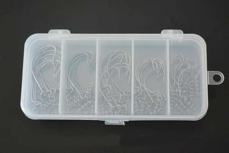 

Crank hook with lock pin 50pcs fishing hooks with box jig lead head Bass fish hook for Soft Bait Fishing accessories Pesca