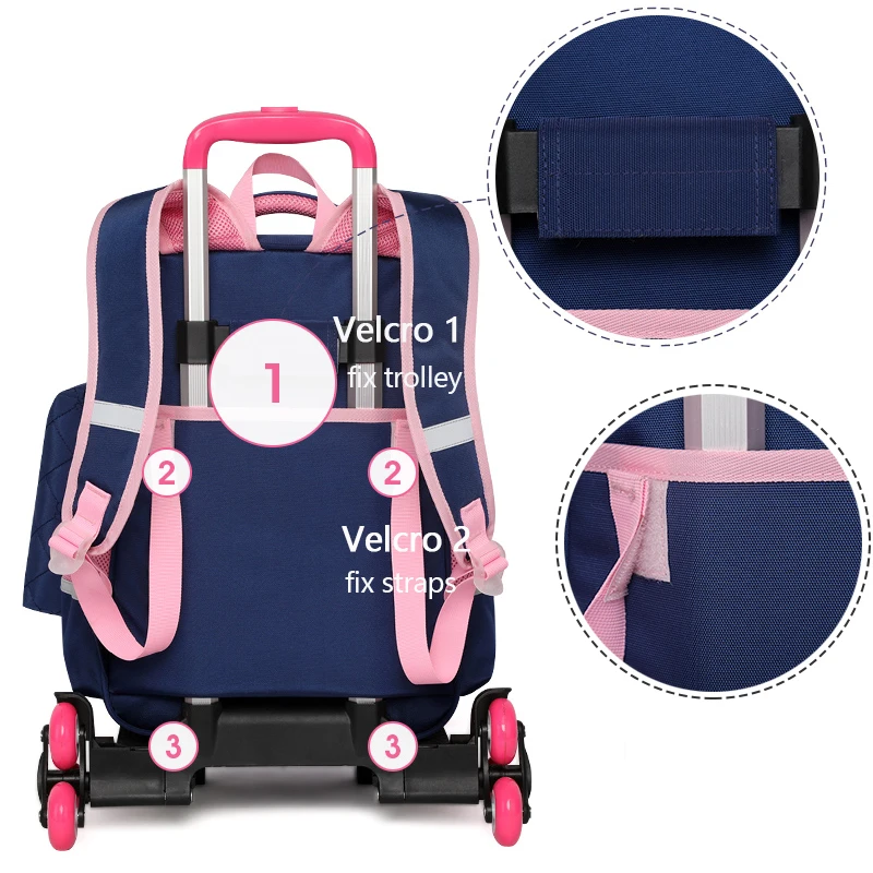SUN EIGHT Kid Wheeled Bags Cart School bag for girls Backpack Children trolley mochila mochilas