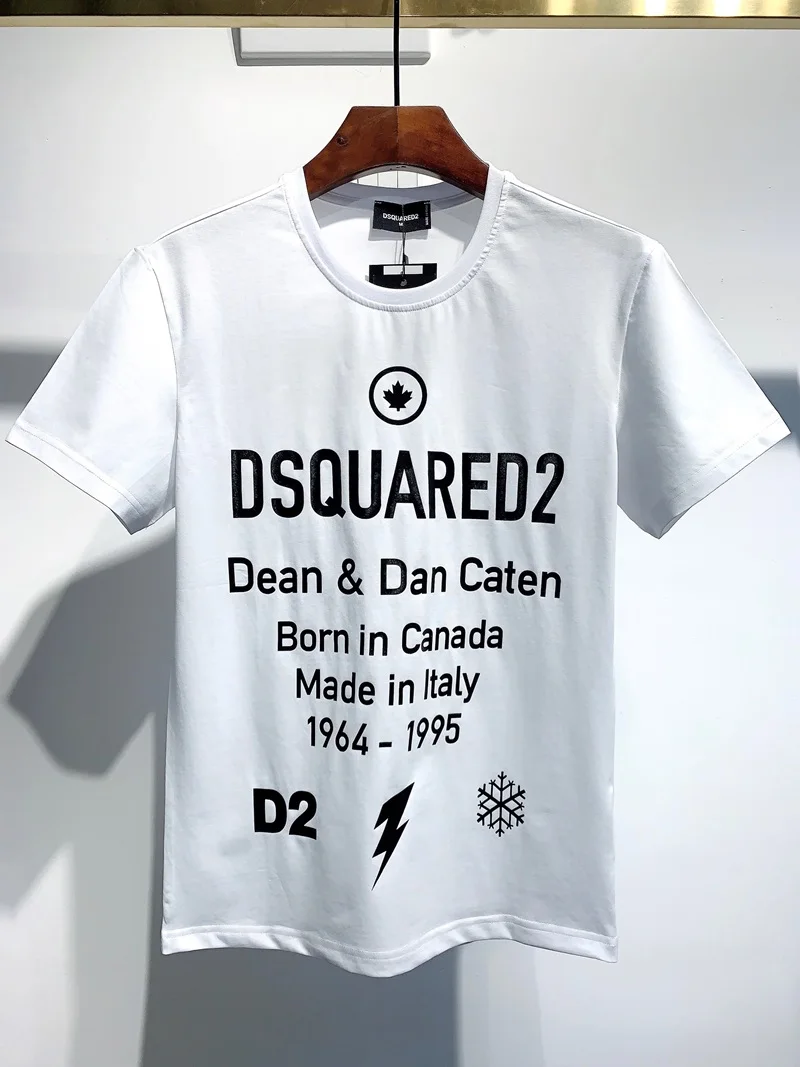

Бесплатная доставка, новинка, мужские рубашки Dsquared2 в стиле Хай-стрит, футболка в стиле хип-хоп с круглым вырезом, мужские хлопковые футболки