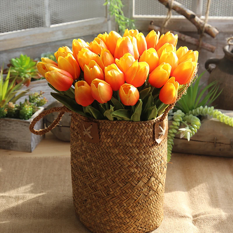 31 шт./лот настоящие на ощупь Искусственные цветы Тюльпан PU букет тюльпанов для