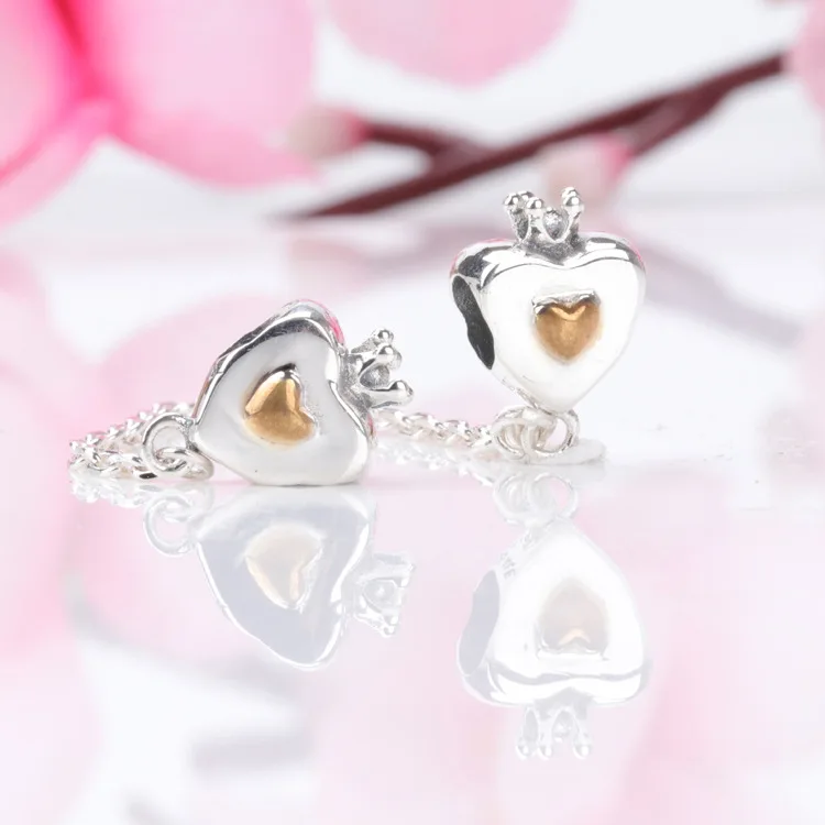 

Lorena Hot Sale S925 Sterling Silver Princess Heart-shaped Safety Chain Charms Fit Bracelet DIY Bead for Jewelry Making