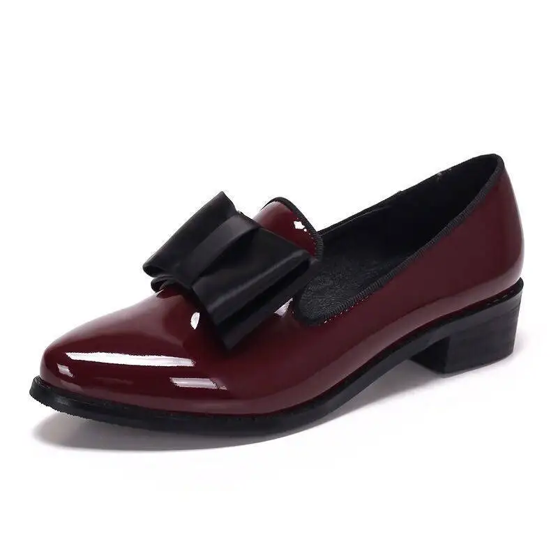 

Fashion Pointed Toe Women Flats Shoes Bow Women Shoes Patent Leather Casual Single Summer Ballerina Women Shallow Mouth Shoes